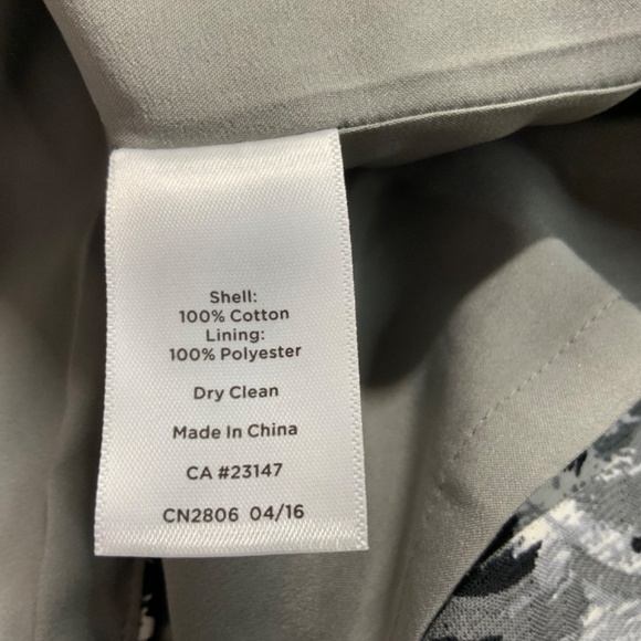 TALBOTS Petites 100% Cotton Black / Grey Watercolour Print Pencil Skirt Sz 6P - Picture 8 of 9